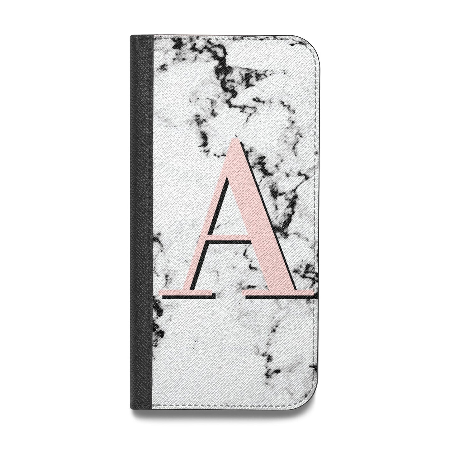Personalised Block Coral Monogram Marble Vegan Leather Flip iPhone Case