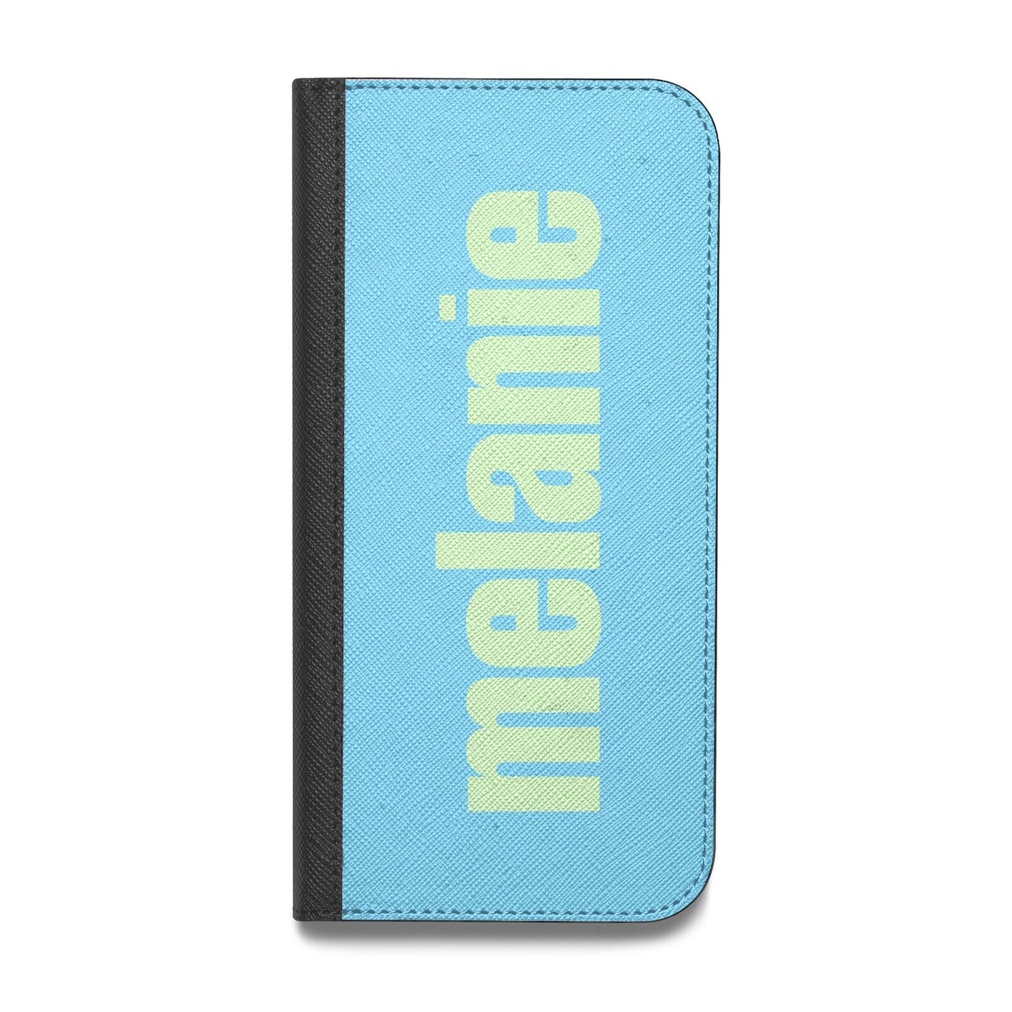 Personalised Blue Green Name Vegan Leather Flip Samsung Case