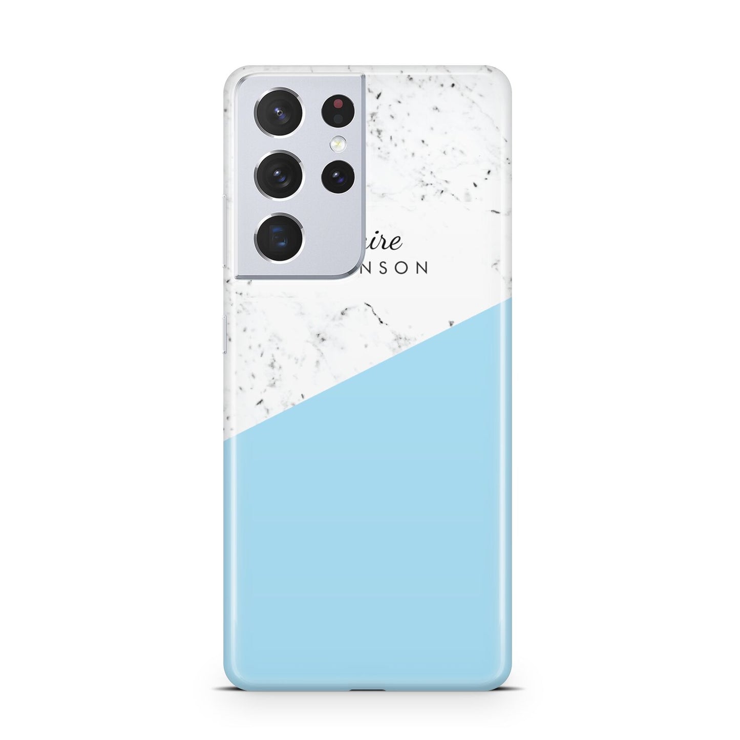 Personalised Blue Marble With Name Initials Samsung S21 Ultra Case