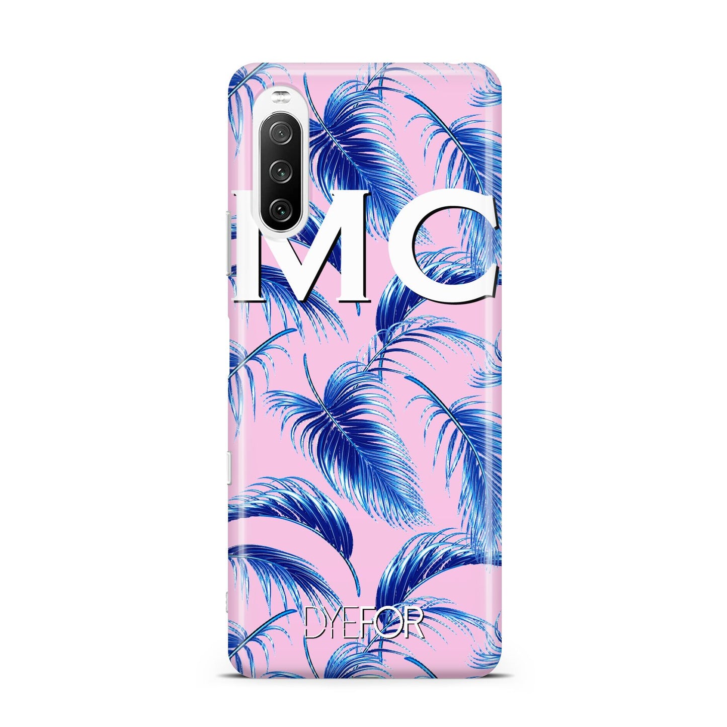 Personalised Blue Pink Palm Leaf Sony Xperia 10 III Case