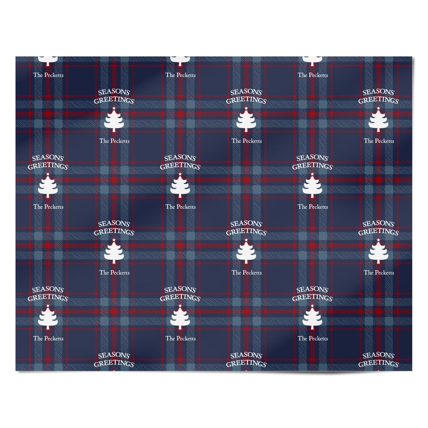Personalised Blue Plaid Personalised Wrapping Paper Alternative