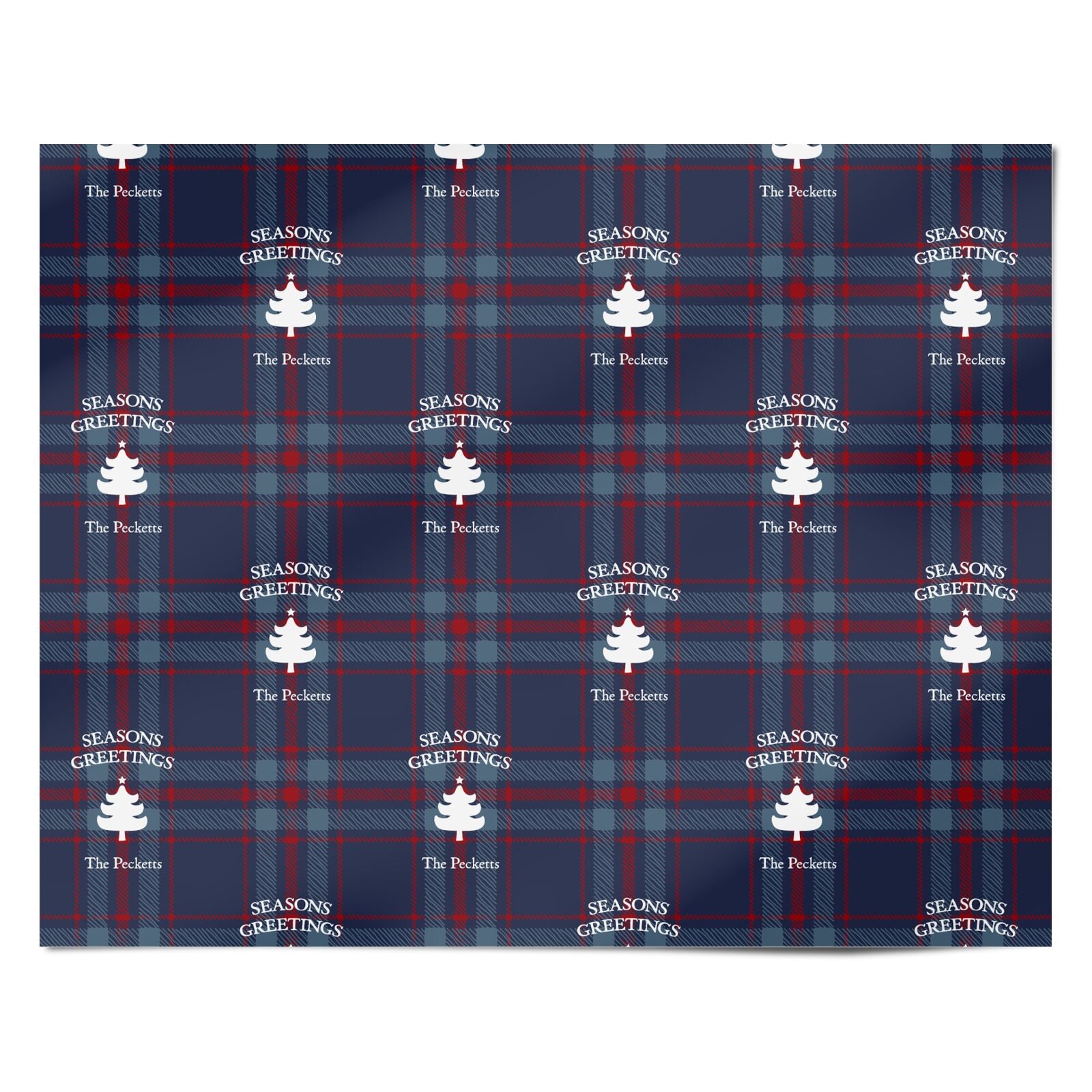 Personalised Blue Plaid Personalised Wrapping Paper Alternative