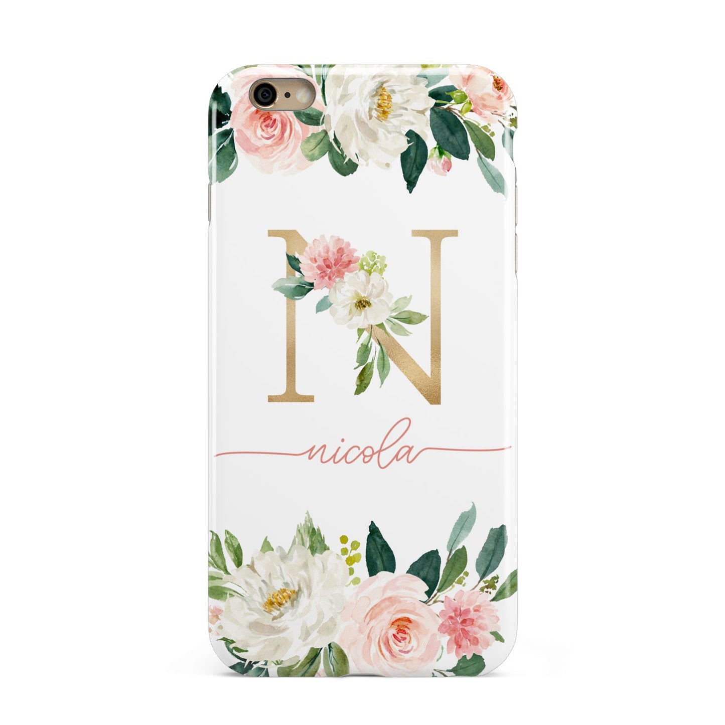 Personalised Blush Floral Monogram Apple iPhone 6 Plus 3D Tough Case