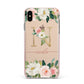 Personalised Blush Floral Monogram Apple iPhone Xs Max Impact Case Pink Edge on Gold Phone