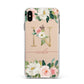 Personalised Blush Floral Monogram Apple iPhone Xs Max Impact Case White Edge on Gold Phone