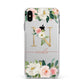 Personalised Blush Floral Monogram Apple iPhone Xs Max Impact Case White Edge on Silver Phone