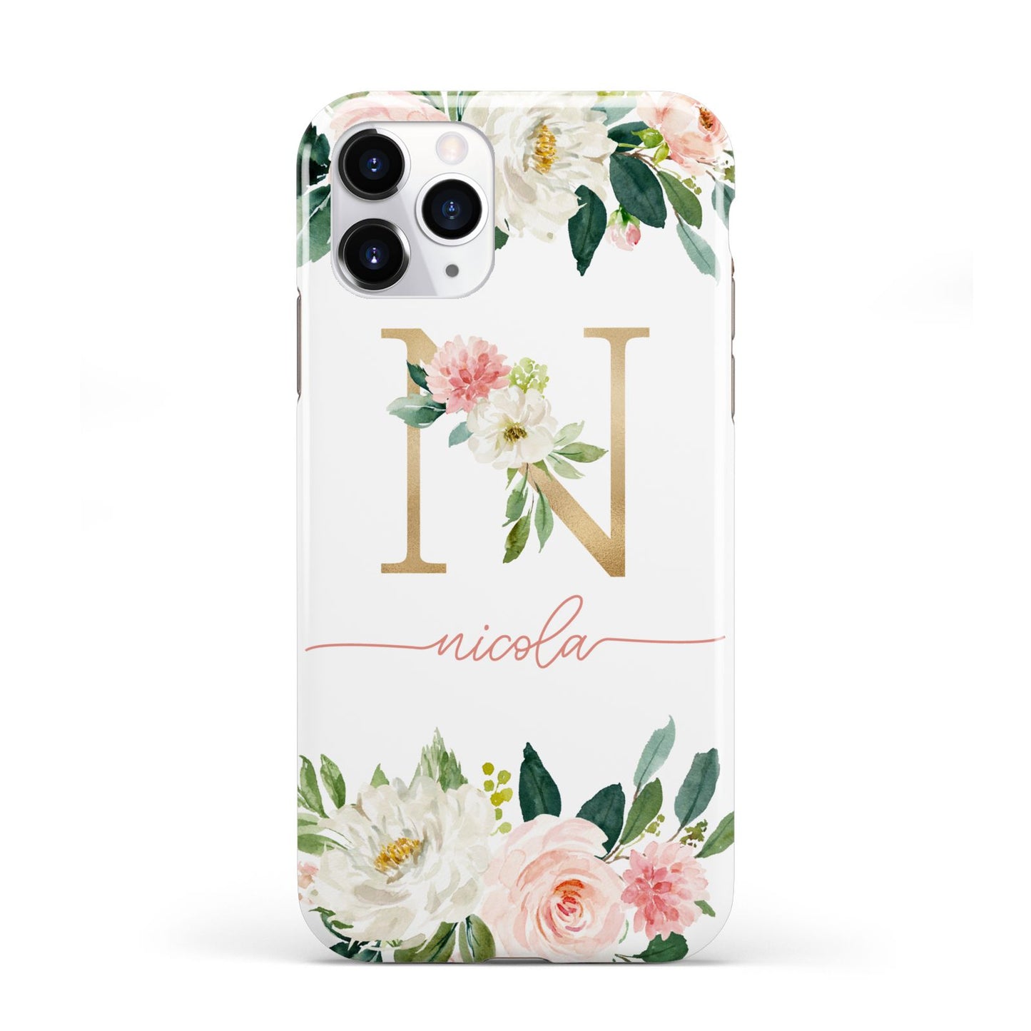 Personalised Blush Floral Monogram iPhone 11 Pro 3D Tough Case