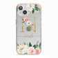 Personalised Blush Floral Monogram iPhone 13 TPU Impact Case with Pink Edges