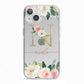 Personalised Blush Floral Monogram iPhone 13 TPU Impact Case with White Edges