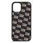 Personalised Brick Pattern Text Black Pebble Leather iPhone 12 Mini Case