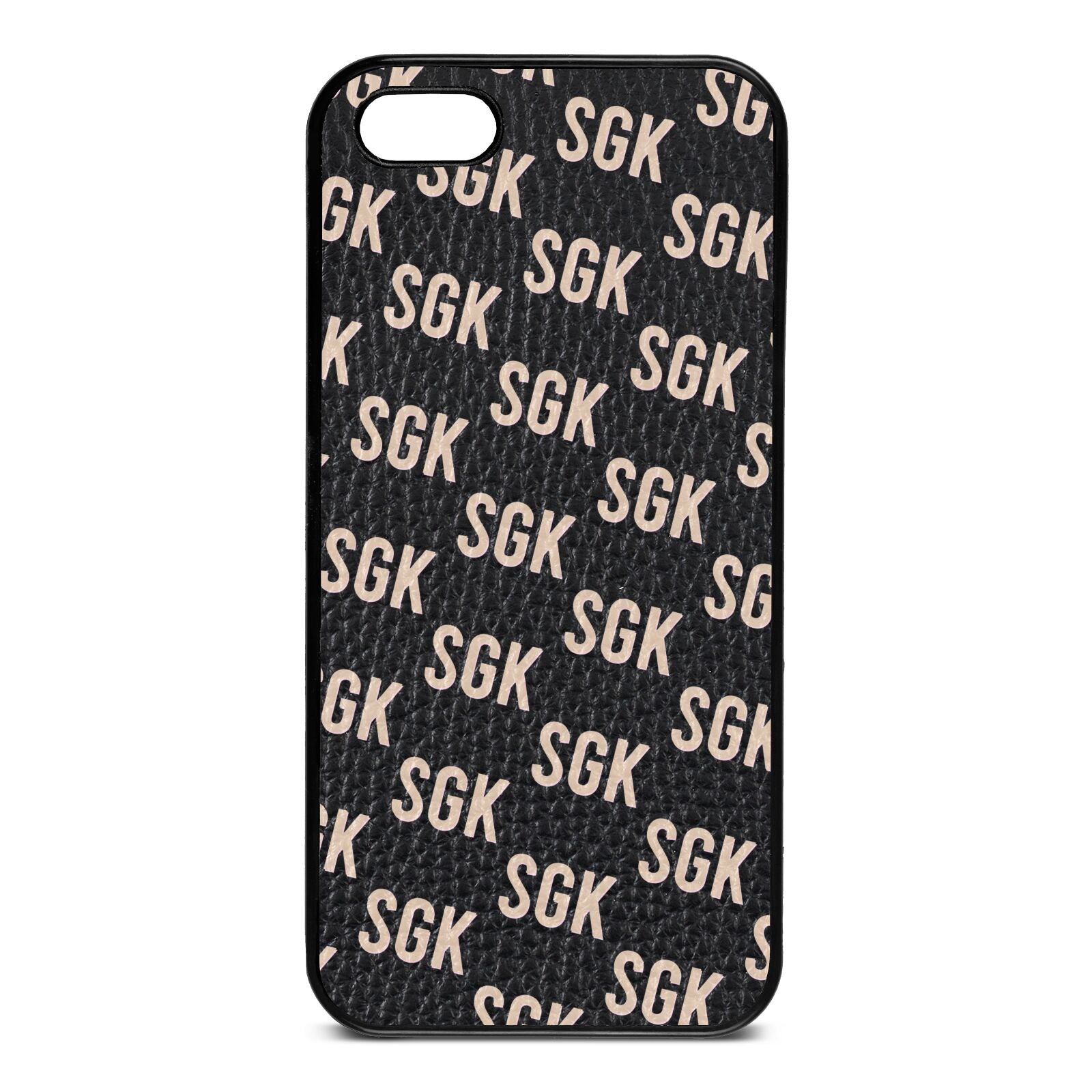 Personalised Brick Pattern Text Black Pebble Leather iPhone 5 Case