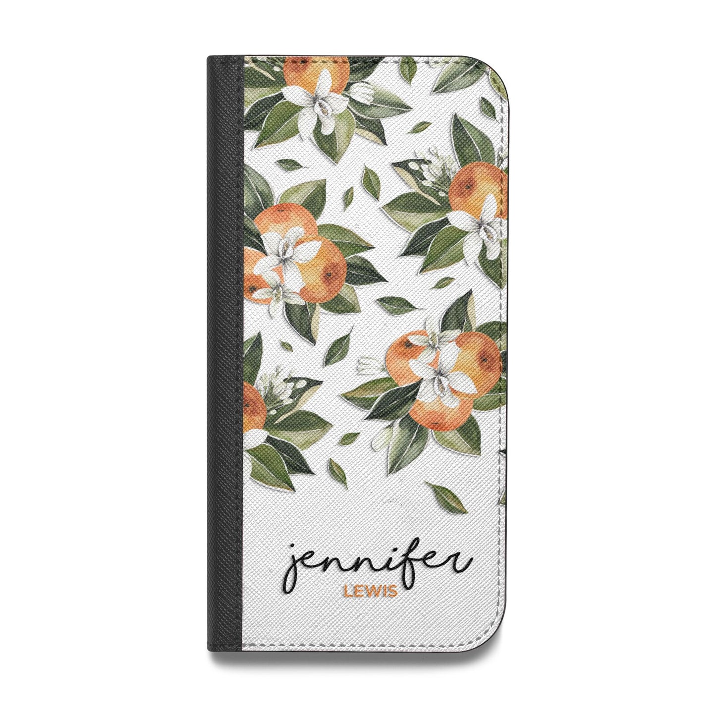 Personalised Bunch of Oranges Vegan Leather Flip Samsung Case
