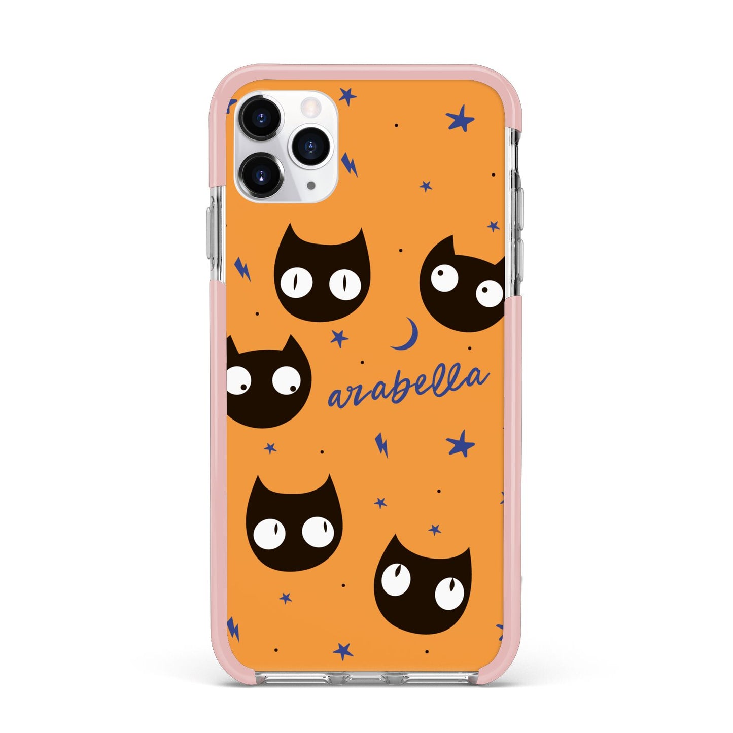 Personalised Cat Halloween iPhone 11 Pro Max Impact Pink Edge Case