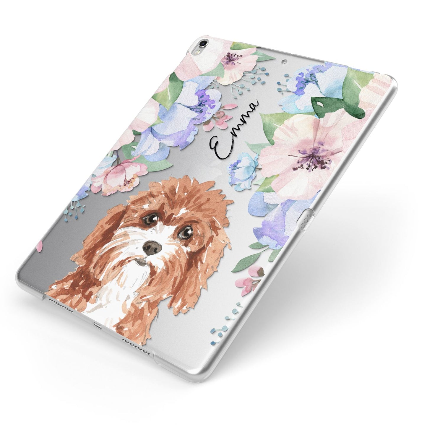 Personalised Cavapoo Apple iPad Case on Silver iPad Side View