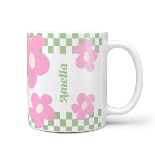 Personalised Check Floral 10oz Mug