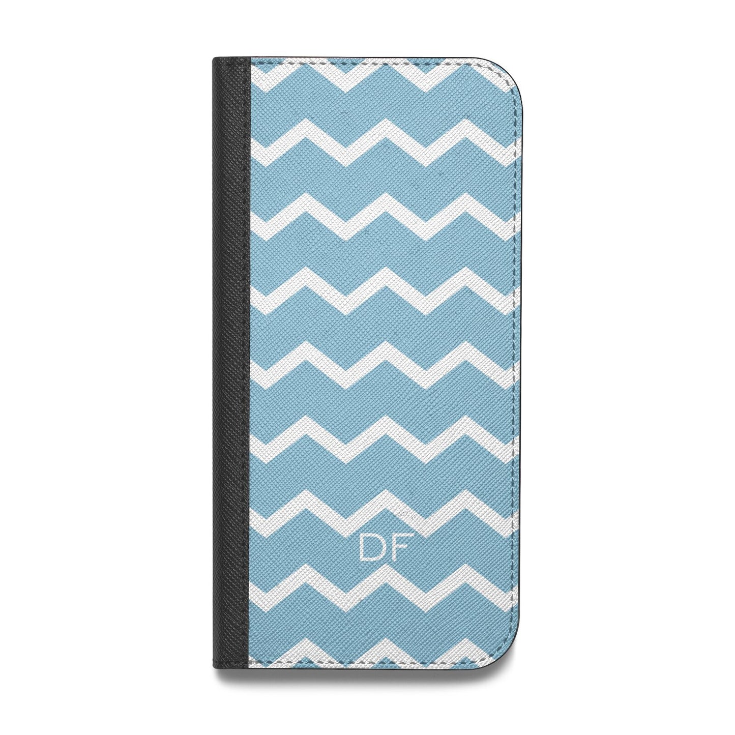 Personalised Chevron Blue Vegan Leather Flip iPhone Case