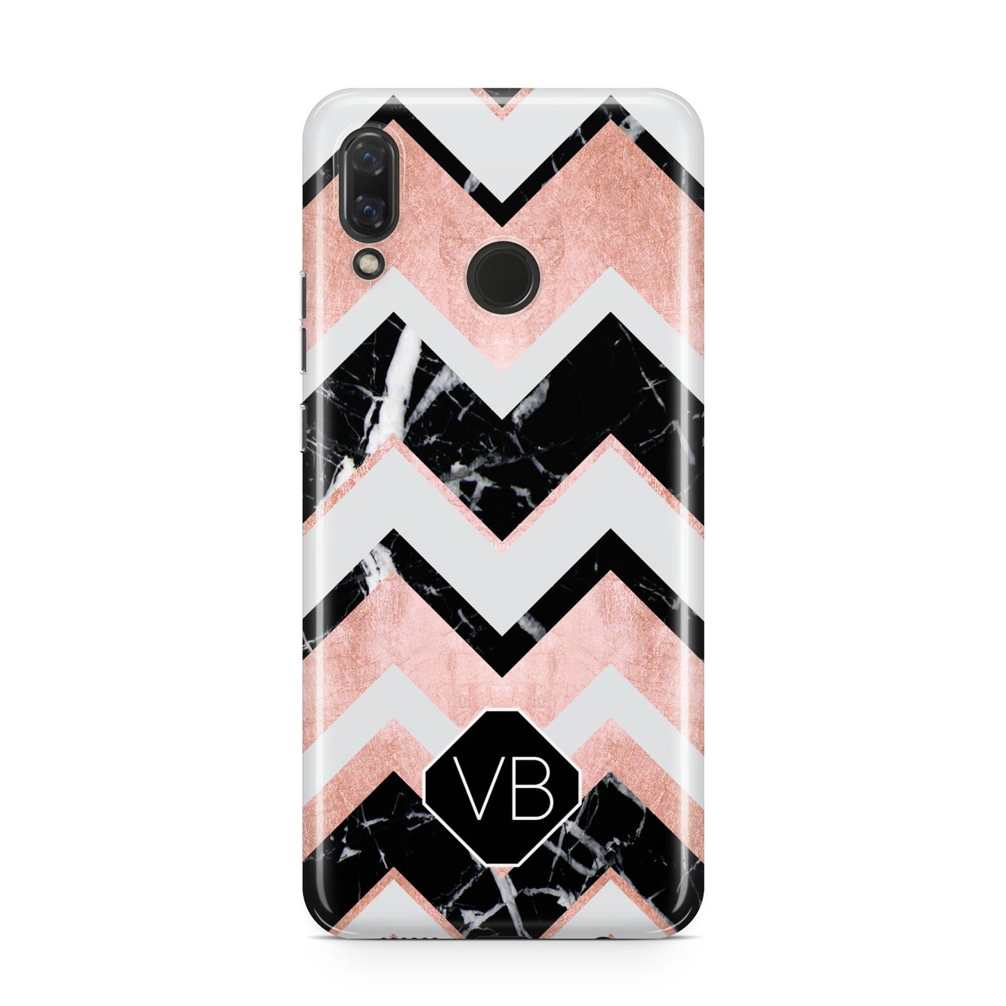 Personalised Chevron Marbled Initials Huawei Nova 3 Phone Case