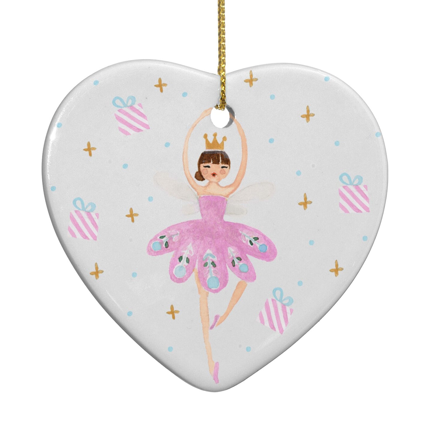 Personalised Christmas Ballerina Heart Decoration Back Image