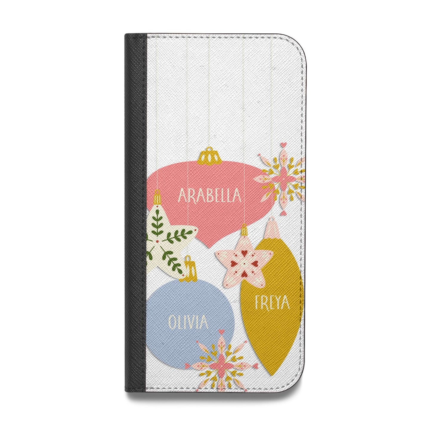 Personalised Christmas Bauble Vegan Leather Flip Samsung Case