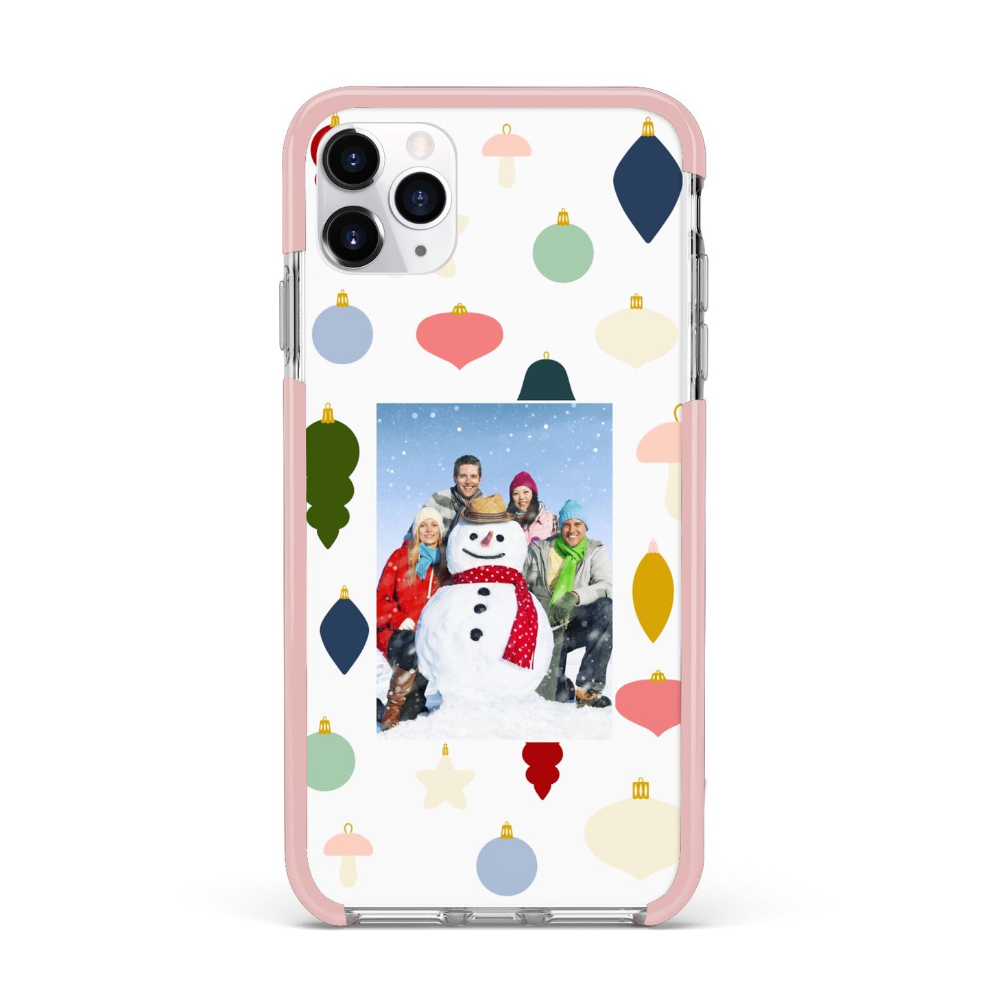 Personalised Christmas Baubles iPhone 11 Pro Max Impact Pink Edge Case