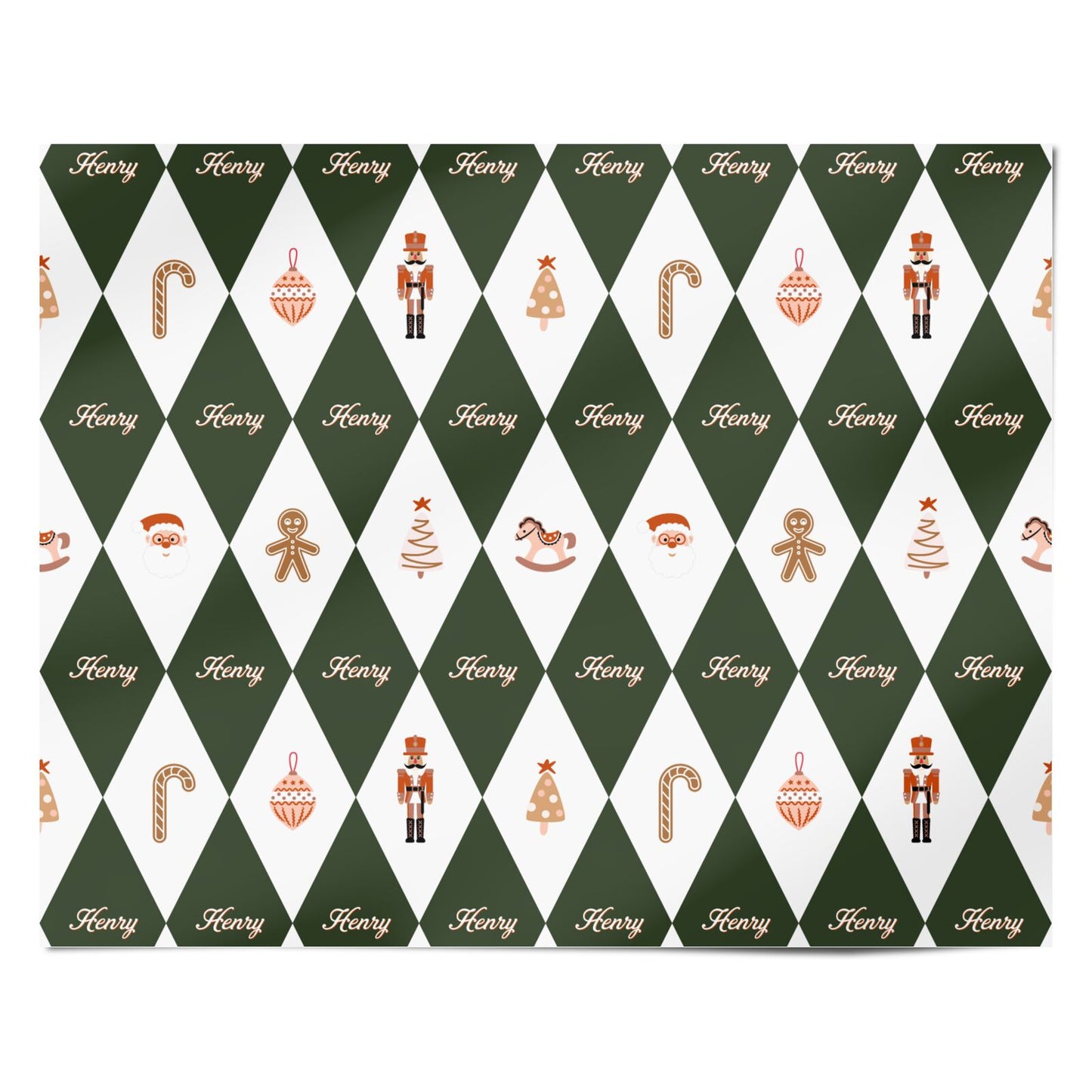 Personalised Christmas Harlequin Personalised Wrapping Paper Alternative