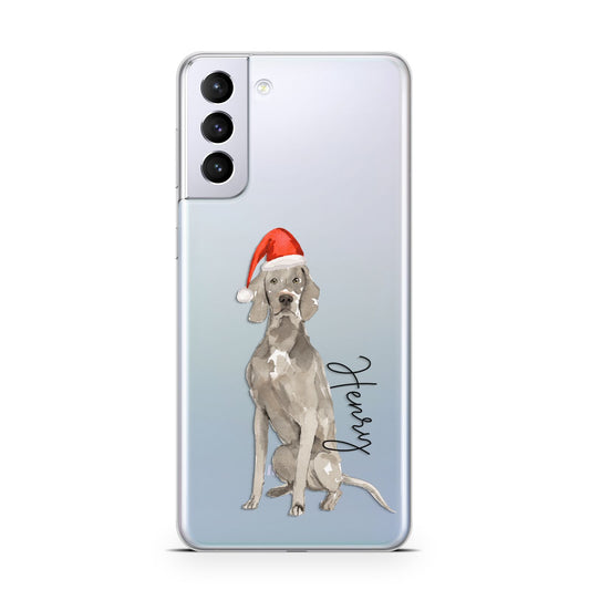 Personalised Christmas Weimaraner Samsung S21 Plus Phone Case
