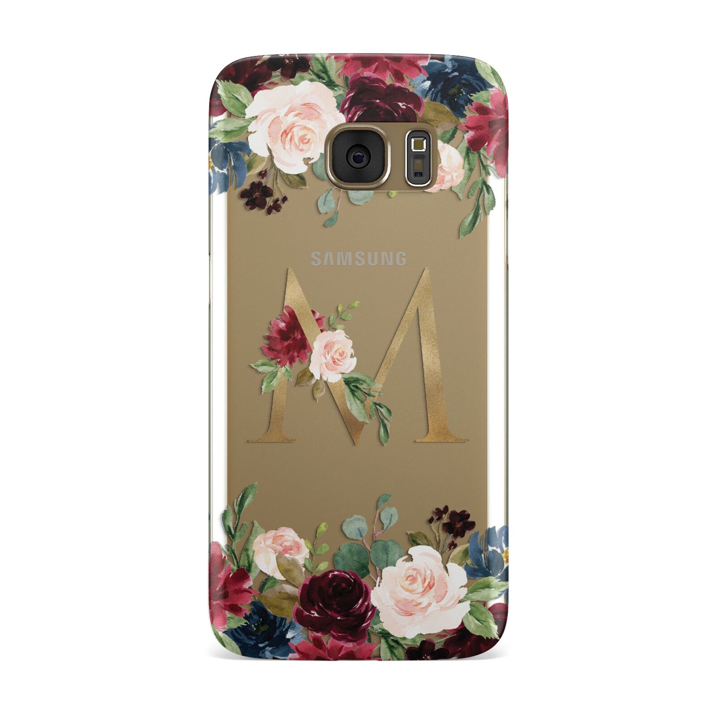 Personalised Clear Monogram Floral Samsung Galaxy Case