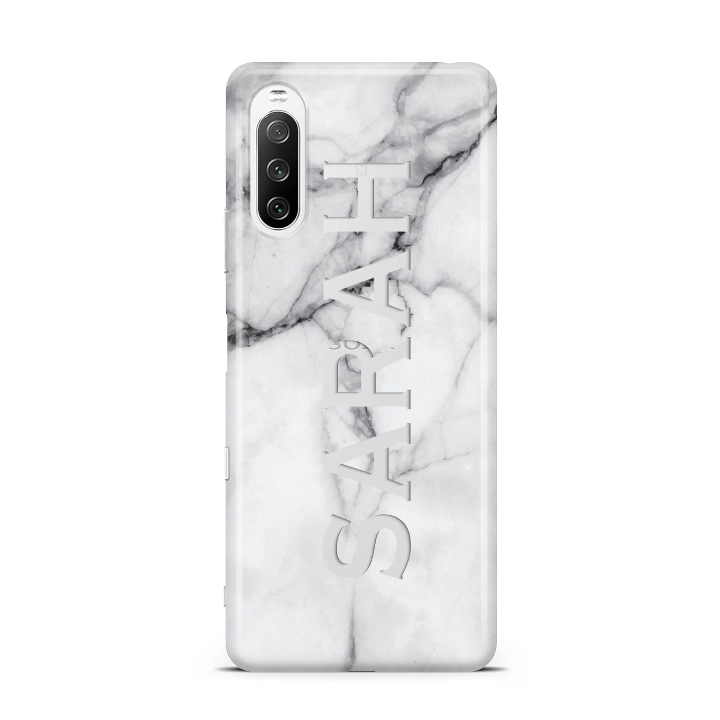 Personalised Clear Name See Through Grey Marble Sony Xperia 10 III Case