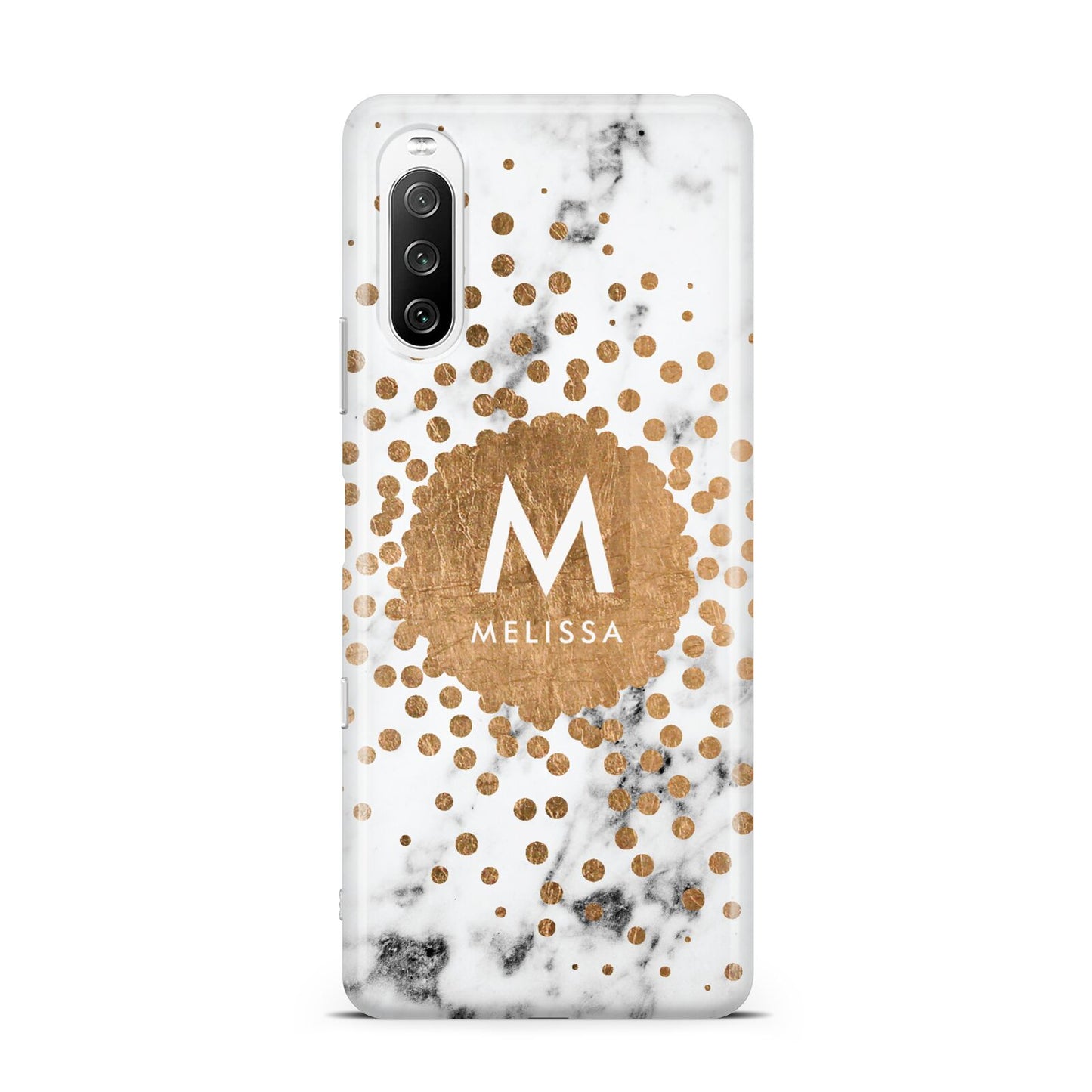 Personalised Copper Confetti Marble Name Sony Xperia 10 III Case