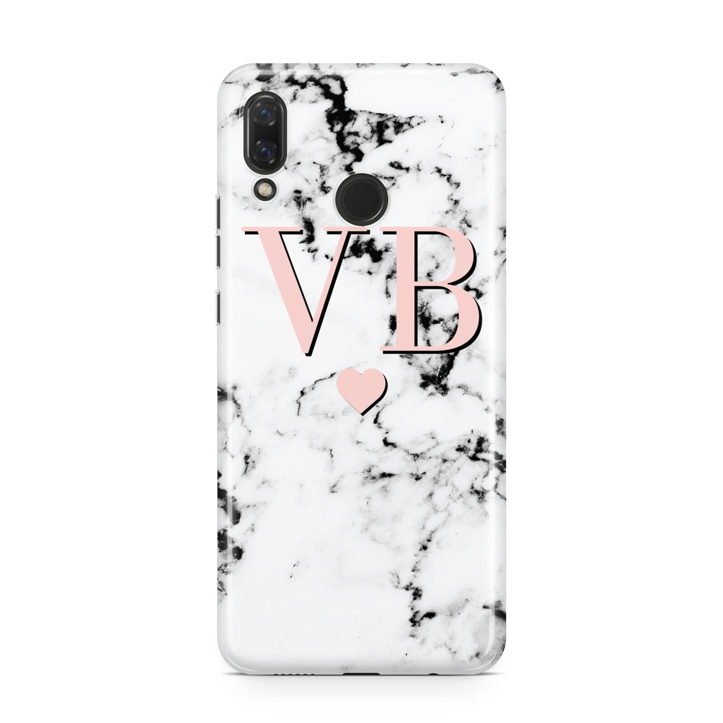 Personalised Coral Heart Initial Marble Huawei Nova 3 Phone Case