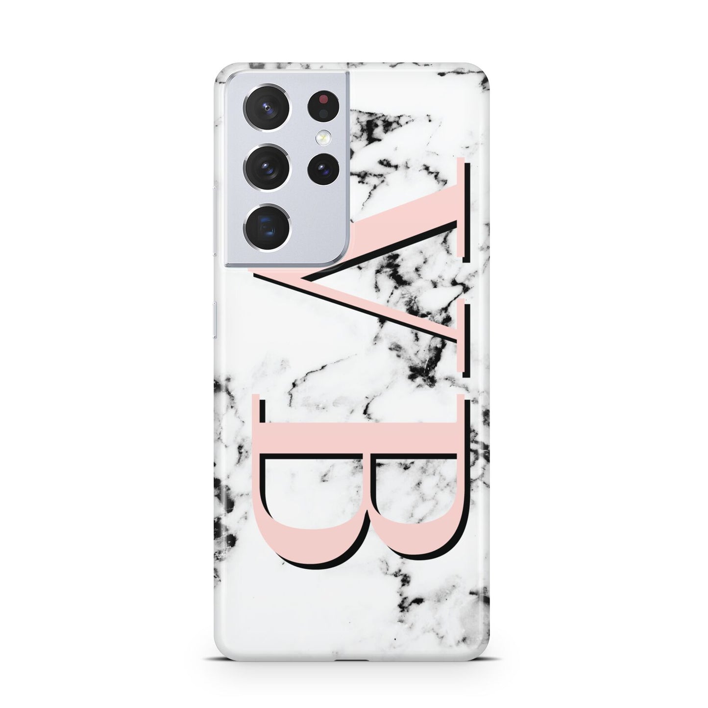 Personalised Coral Malble Initials Samsung S21 Ultra Case