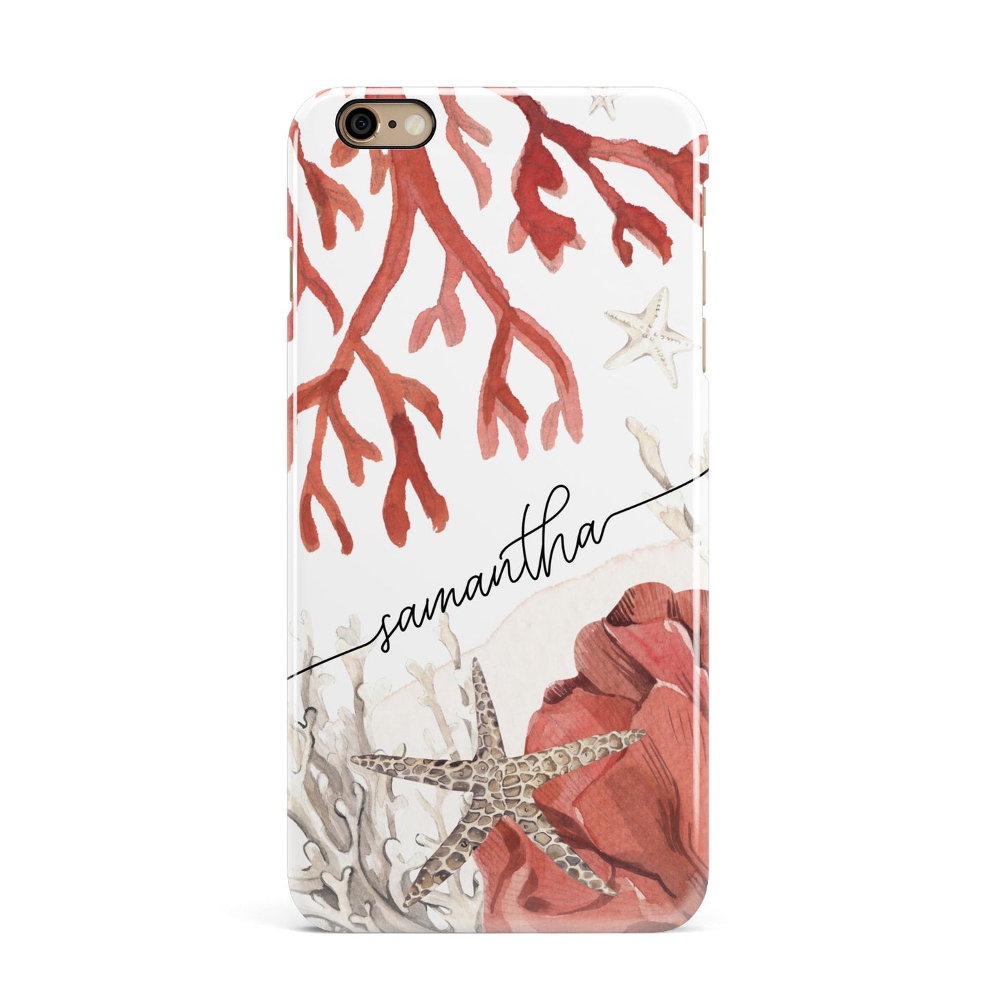 Personalised Coral Reef Name iPhone 6 Plus 3D Snap Case on Gold Phone