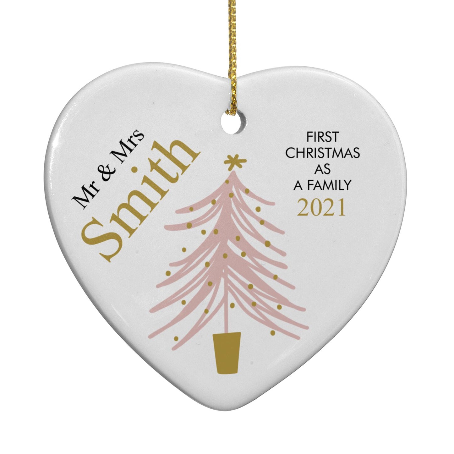 Personalised Couples First Christmas Heart Decoration Back Image