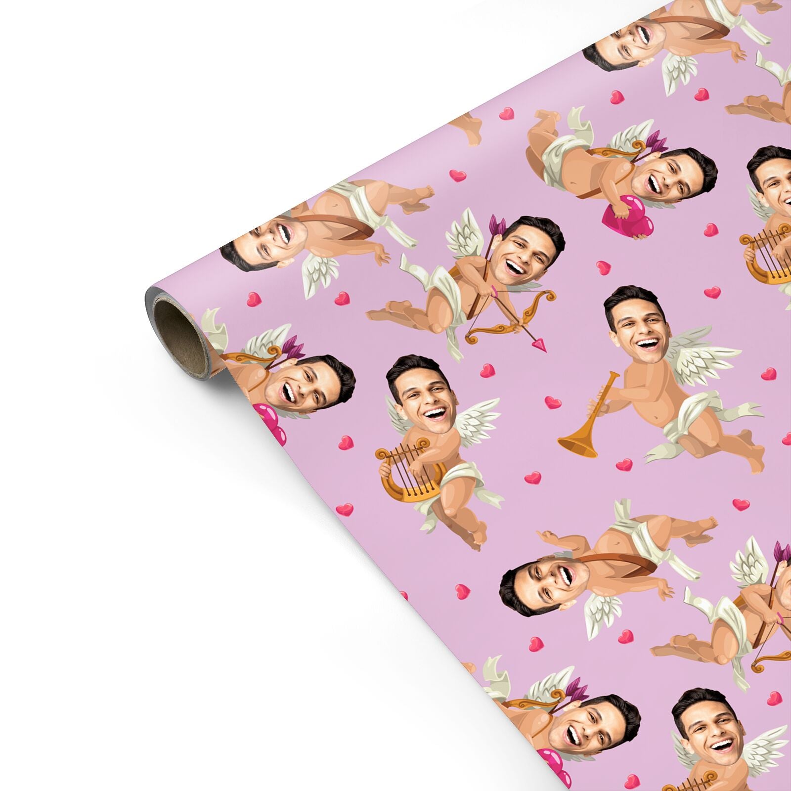 Personalised Cupid Photo Face Valentines Day Personalised Gift Wrap