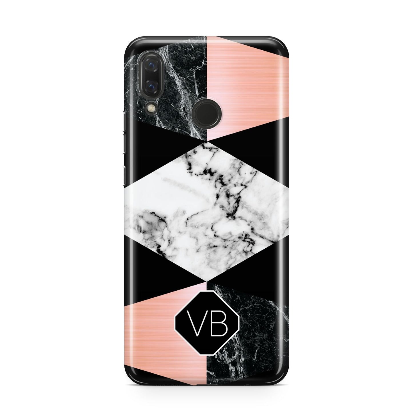Personalised Custom Marble Initials Huawei Nova 3 Phone Case