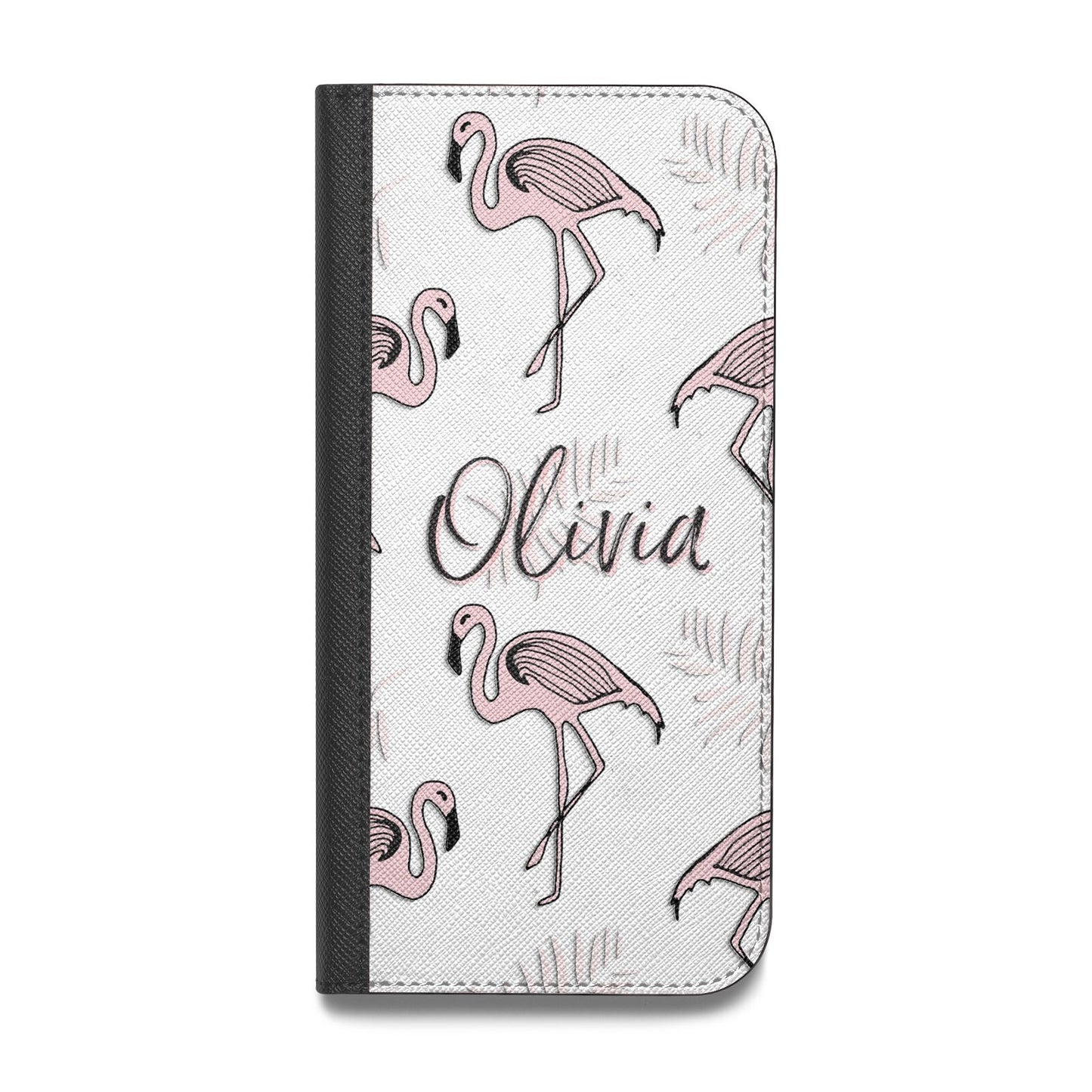 Personalised Cute Pink Flamingo Vegan Leather Flip Samsung Case