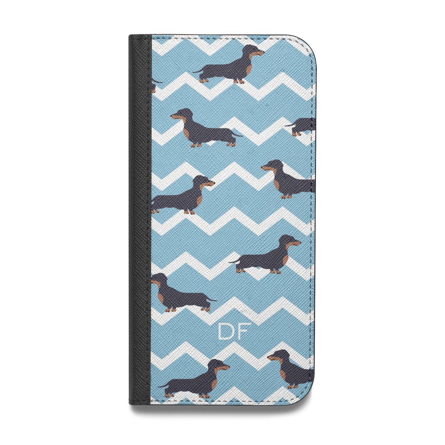 Personalised Dachshund Vegan Leather Flip iPhone Case