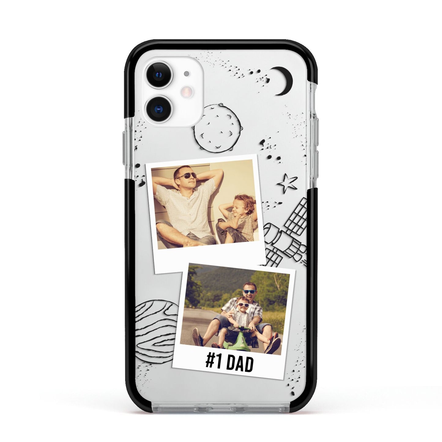 Personalised Dad Photos Apple iPhone 11 in White with Black Impact Case