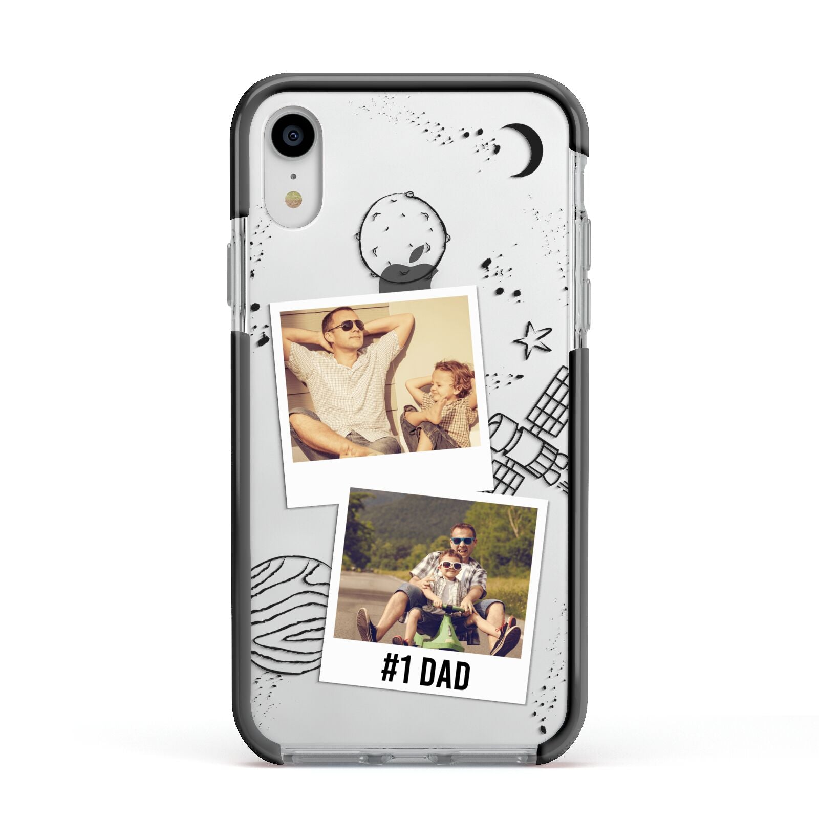 Personalised Dad Photos Apple iPhone XR Impact Case Black Edge on Silver Phone