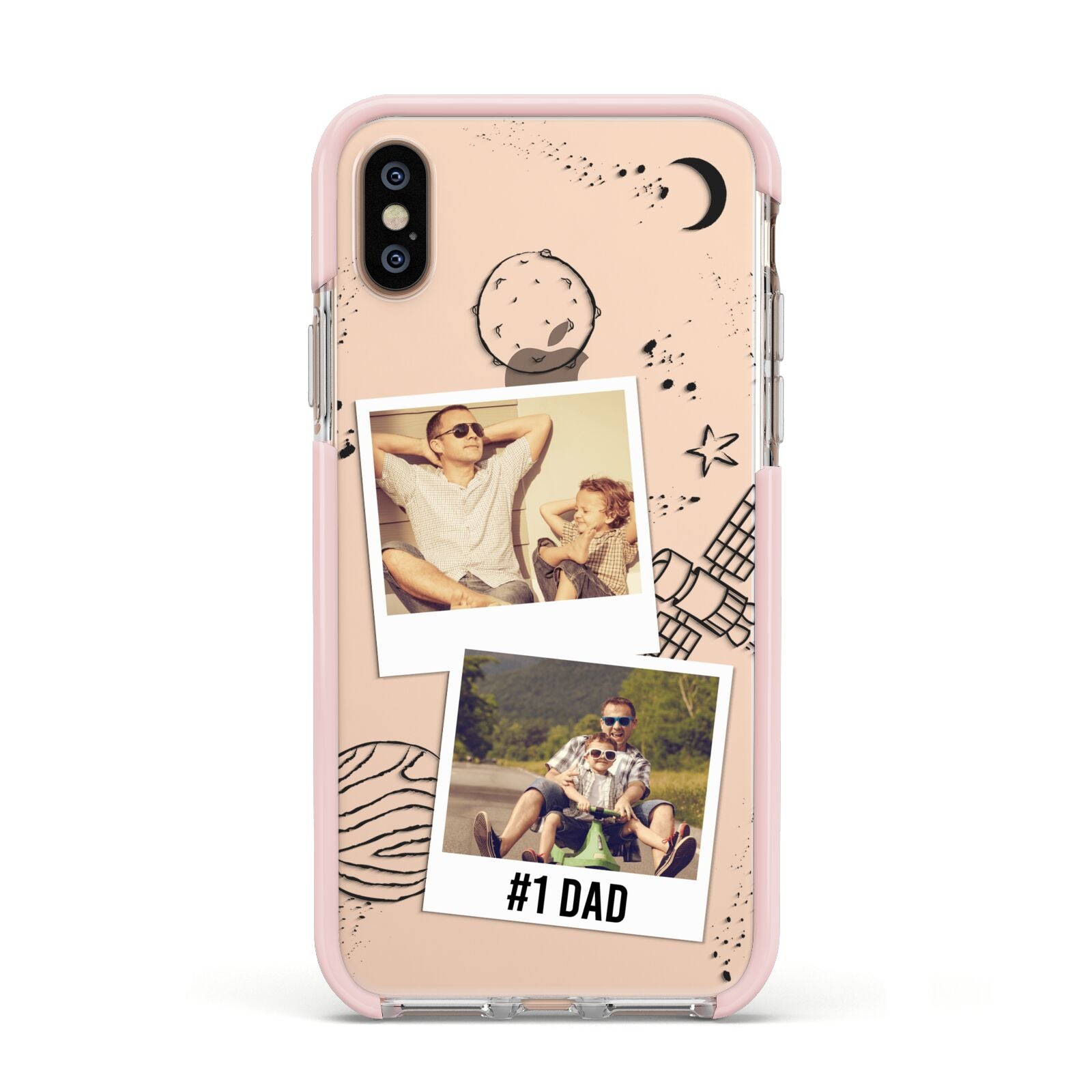 Personalised Dad Photos Apple iPhone Xs Impact Case Pink Edge on Gold Phone