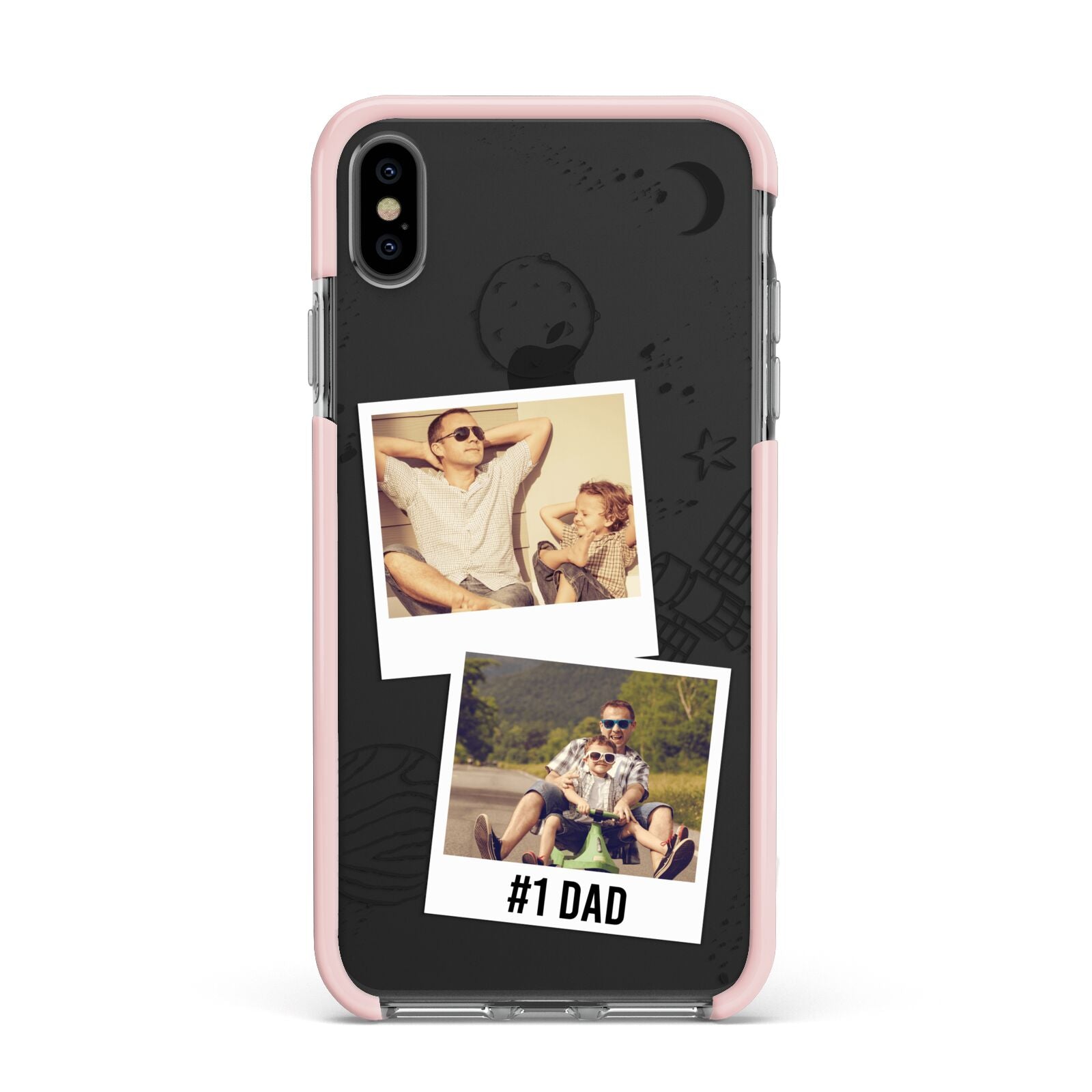 Personalised Dad Photos Apple iPhone Xs Max Impact Case Pink Edge on Black Phone