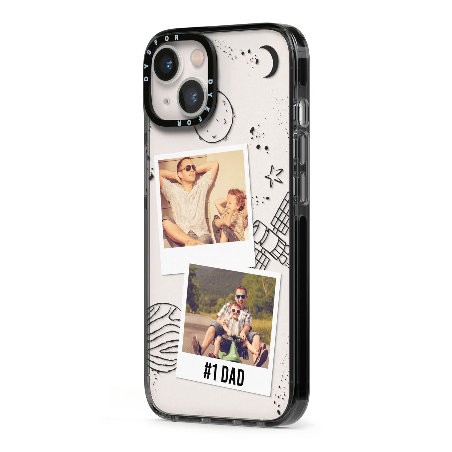Personalised Dad Photos iPhone 13 Black Impact Case Side Angle on Silver phone