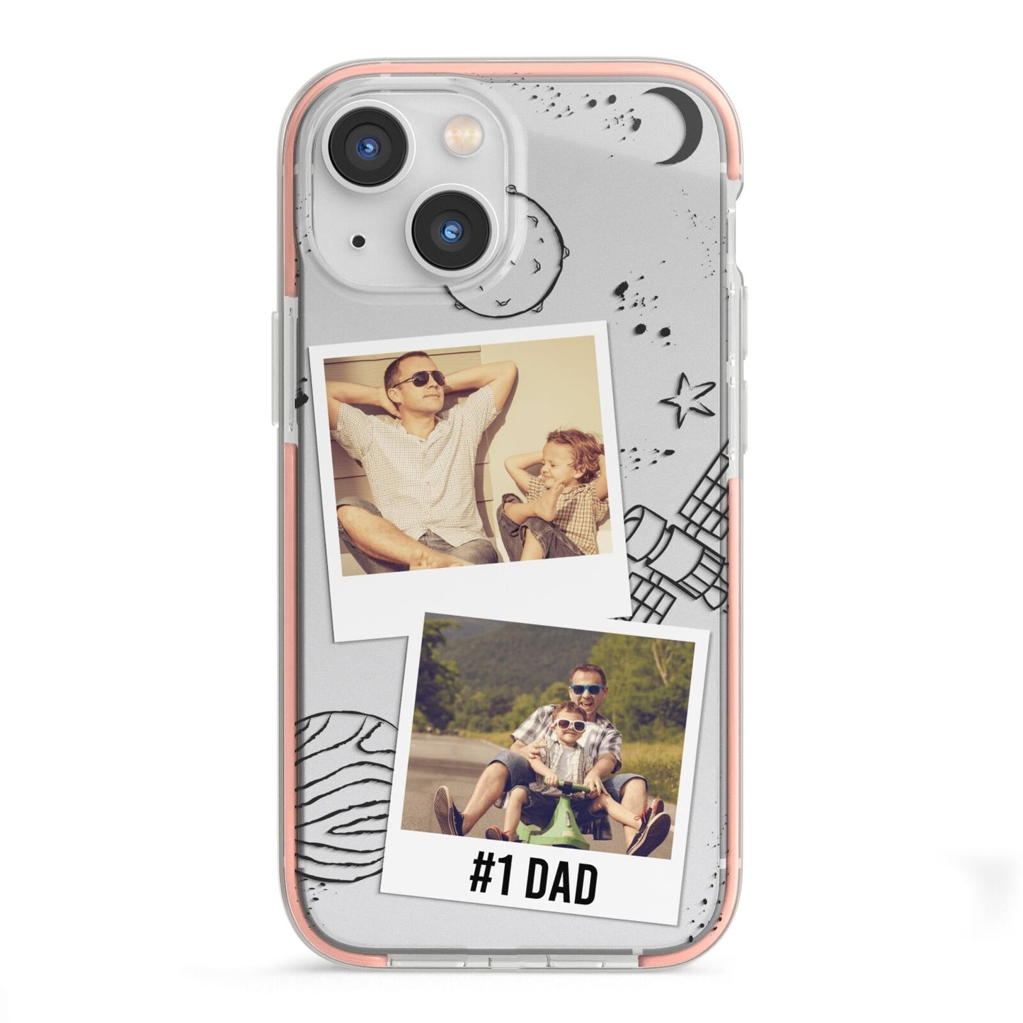 Personalised Dad Photos iPhone 13 Mini TPU Impact Case with Pink Edges