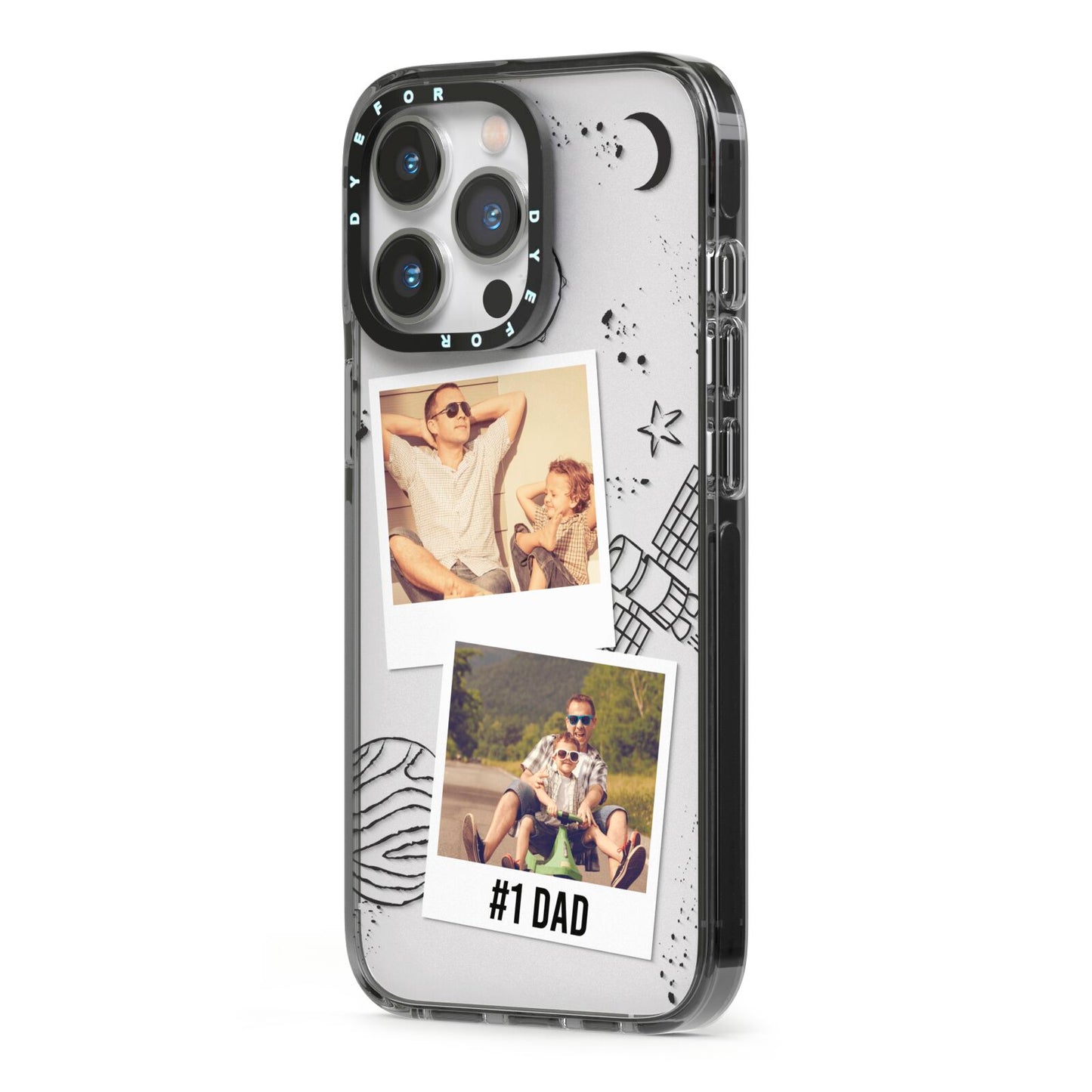 Personalised Dad Photos iPhone 13 Pro Black Impact Case Side Angle on Silver phone