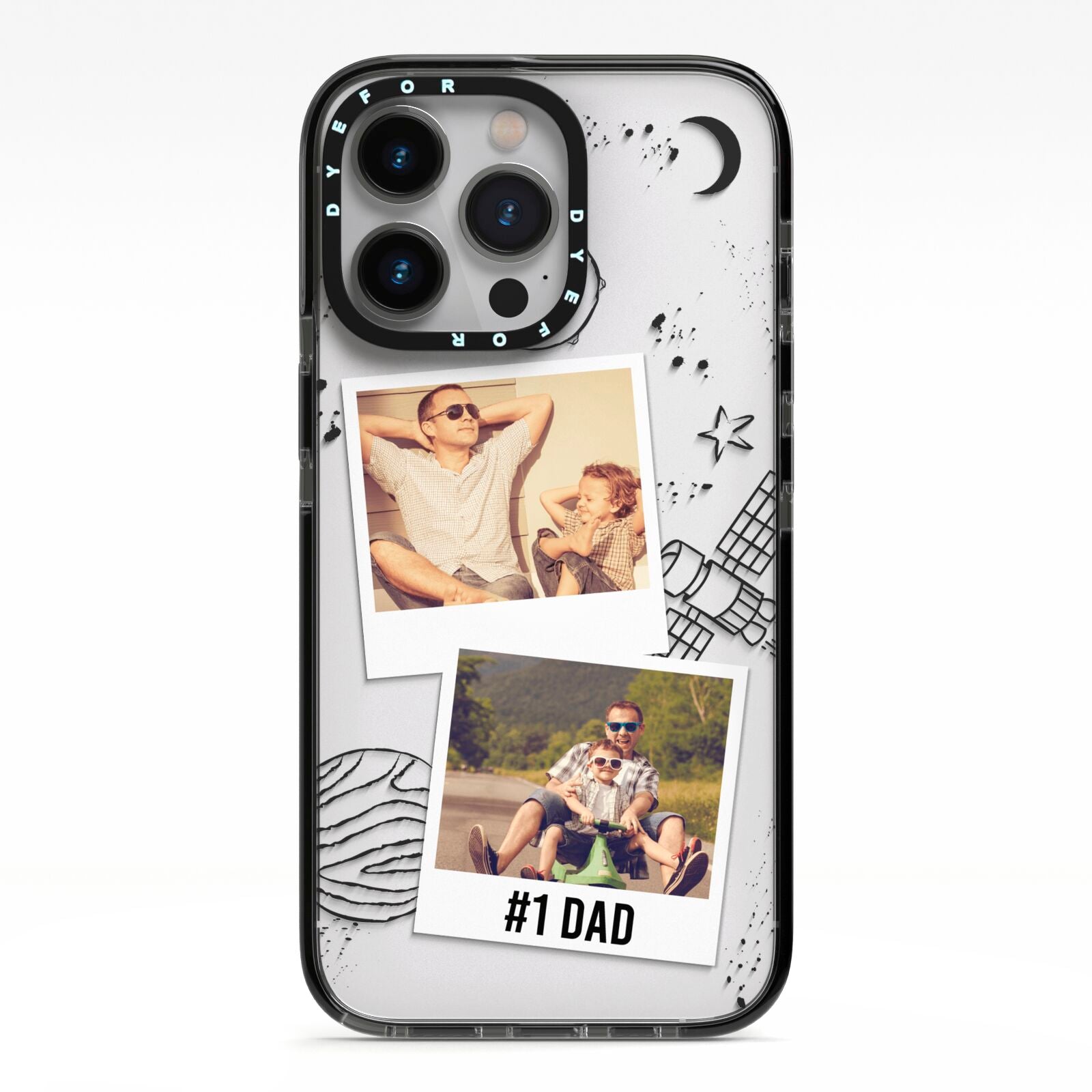 Personalised Dad Photos iPhone 13 Pro Black Impact Case on Silver phone