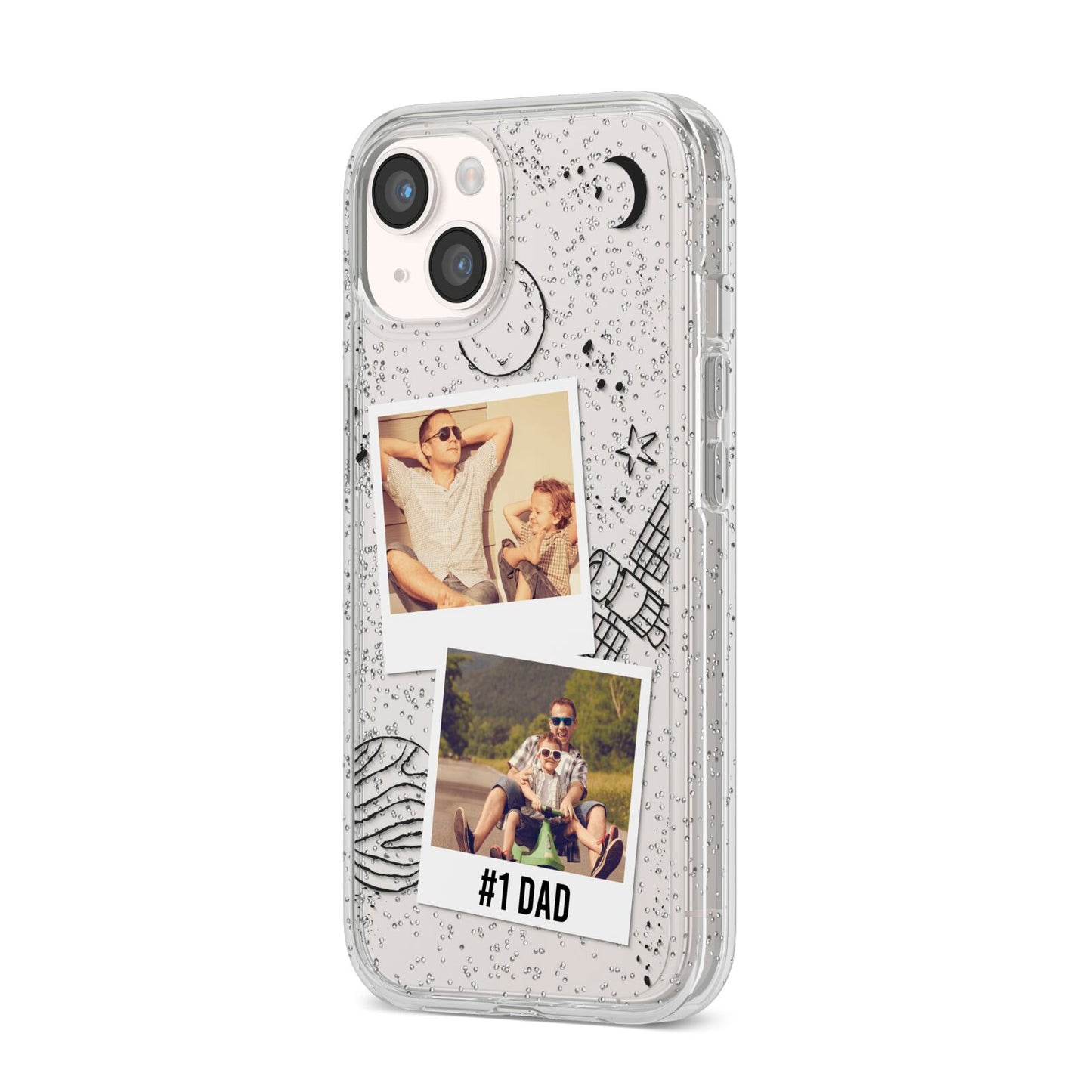 Personalised Dad Photos iPhone 14 Glitter Tough Case Starlight Angled Image