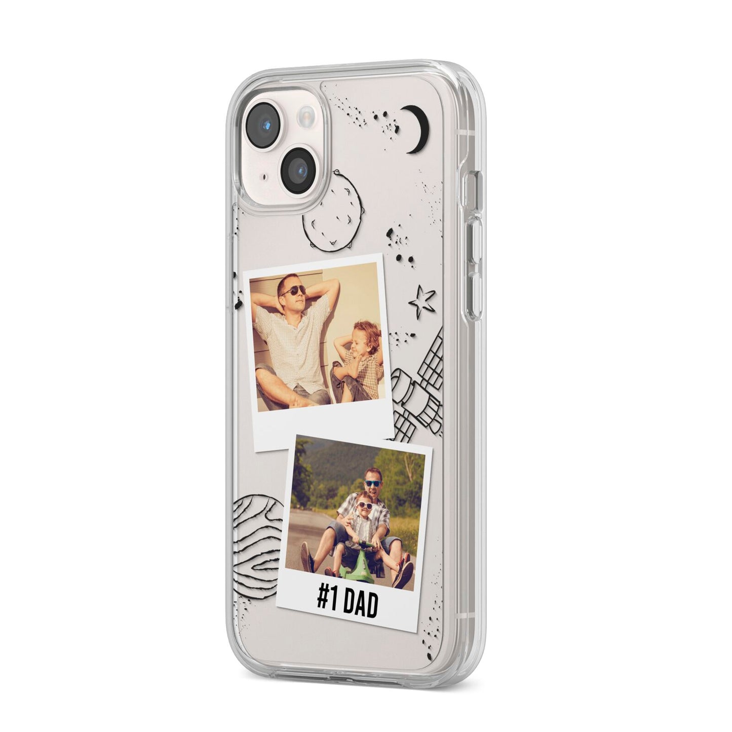 Personalised Dad Photos iPhone 14 Plus Clear Tough Case Starlight Angled Image