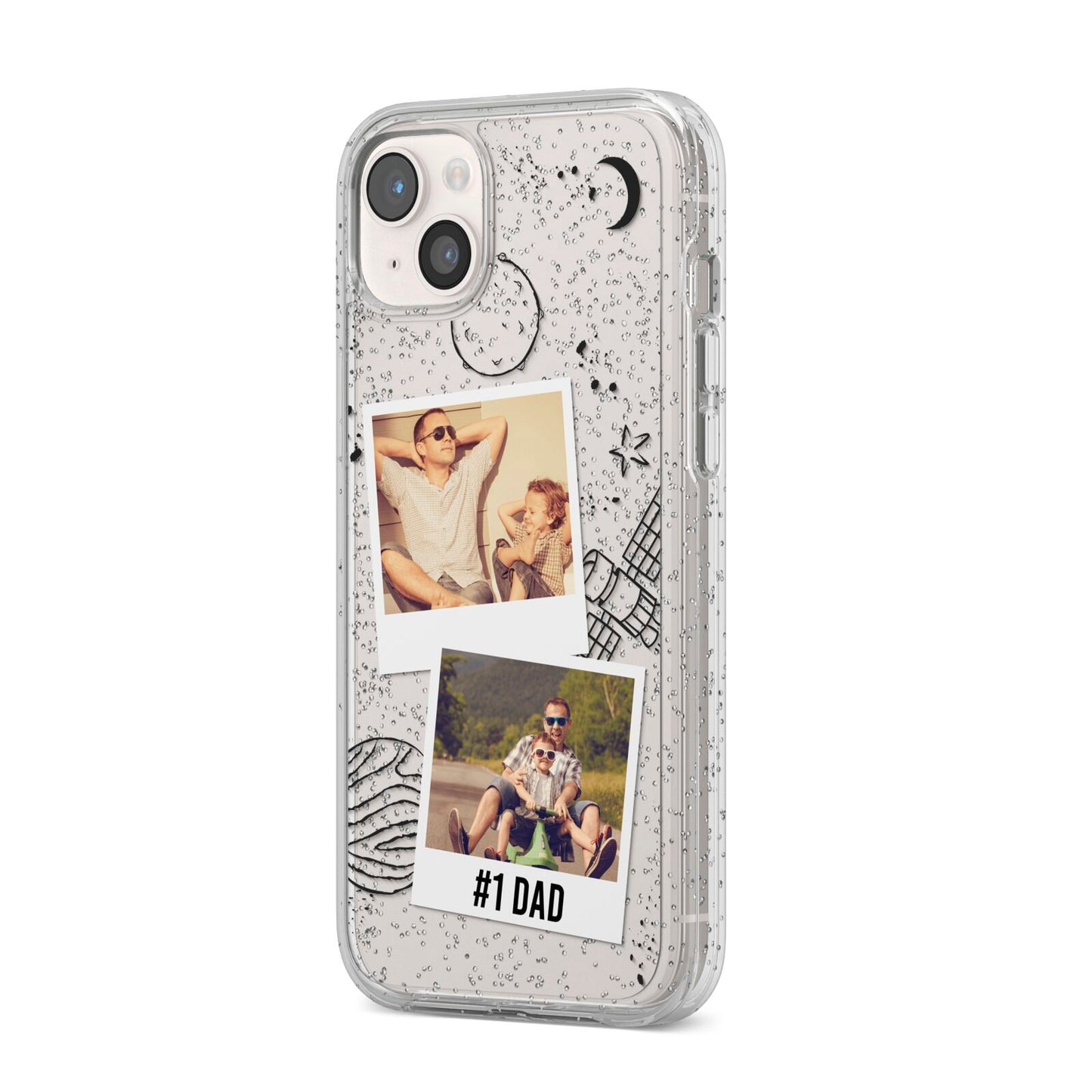 Personalised Dad Photos iPhone 14 Plus Glitter Tough Case Starlight Angled Image