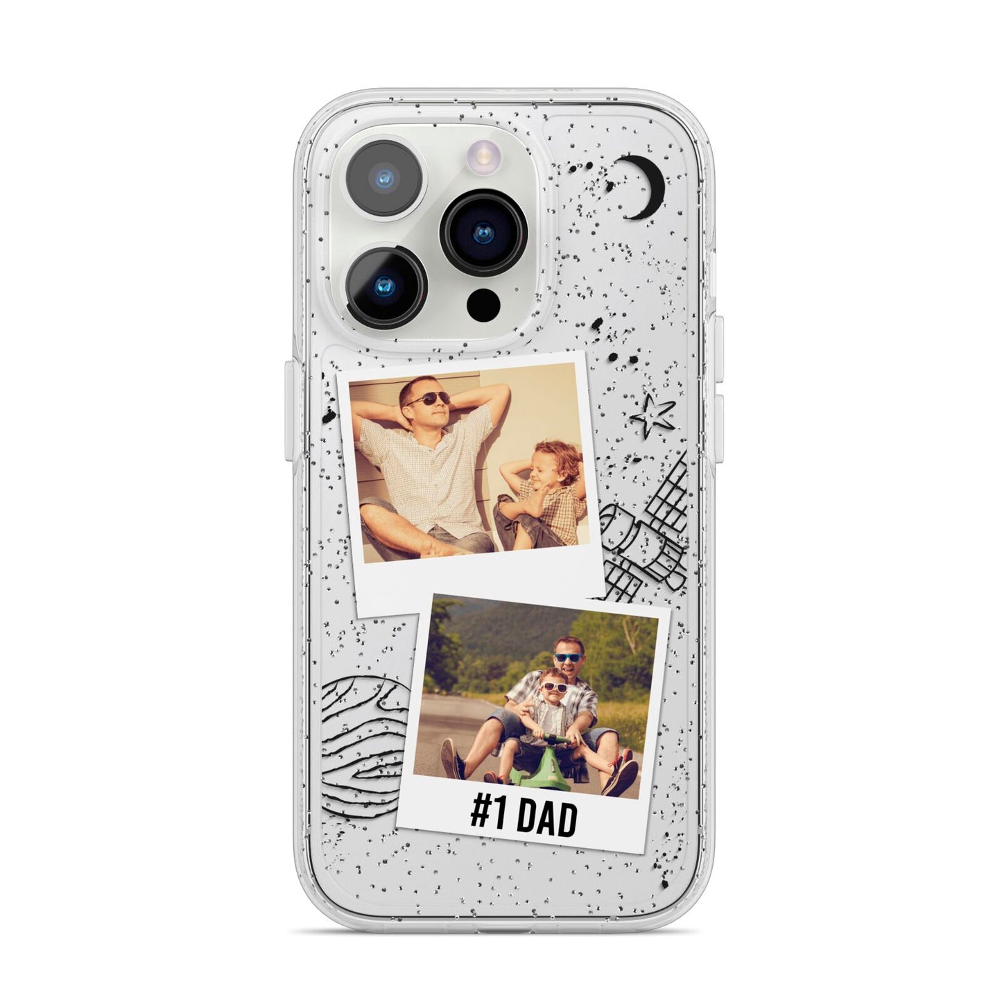 Personalised Dad Photos iPhone 14 Pro Glitter Tough Case Silver