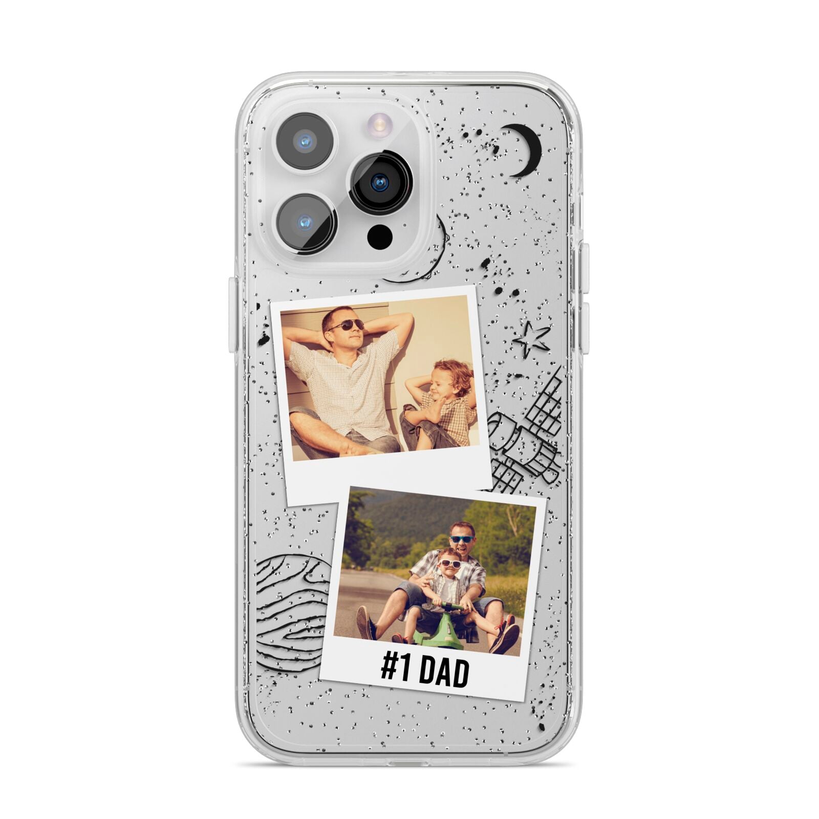 Personalised Dad Photos iPhone 14 Pro Max Glitter Tough Case Silver
